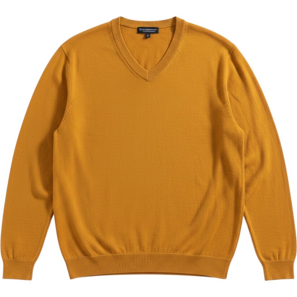 Hart Schaffner Marx V-Neck Sweater Mens Large Gold Extra Fine Merino Wool NWT